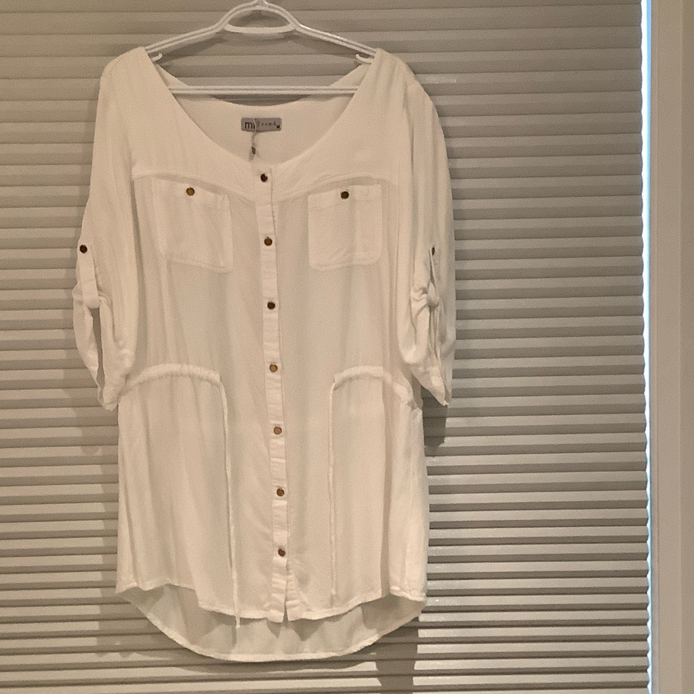 Mimi Chica White Button-Down Women's Shirt Dress
